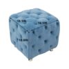 Modern Velvet Upholstered Ottoman, Exquisite Small End Table, Soft Foot Stool, Dressing Makeup Chair, Comfortable Seat For Living Room, Bedroom, Entrance - Blue - Image 3