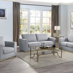 Valin - 3 Piece Living Room Set Meeting Room And Small Apartment Sofa Loveseat Chair - Gray
