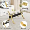 Modern Tempered Glass Dining Table With Metal Legs And Crossbars - Transparent - Image 6