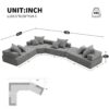 Oversized Modular U Shaped Sectional Sofa, Luxury Boucle Floor Couch Set, Convertible Sleeper Couch, Spacious Foam-Filled Sofa Bed, 4 Piece Free Combination - Gray - Image 22