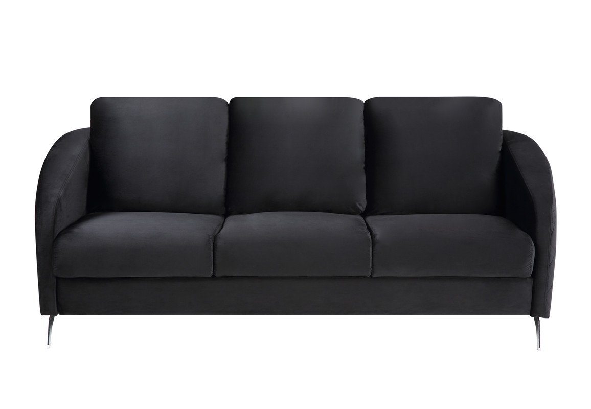 Sofia - Velvet Fabric Sofa, Loveseat Living Room (Set of 2) - Black - Image 3