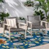 Outdoor Club Chair With Rattan Cover And Acacia Wood Frame - Gray - Image 2