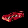 Wooden Race Car Bed, Car Shaped Platform Twin Bed With Wheels For Teens - Red / Yellow - Image 8