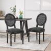 French Country Dining Chairs (Set of 2) With Retro Elegance - Gray - Image 4