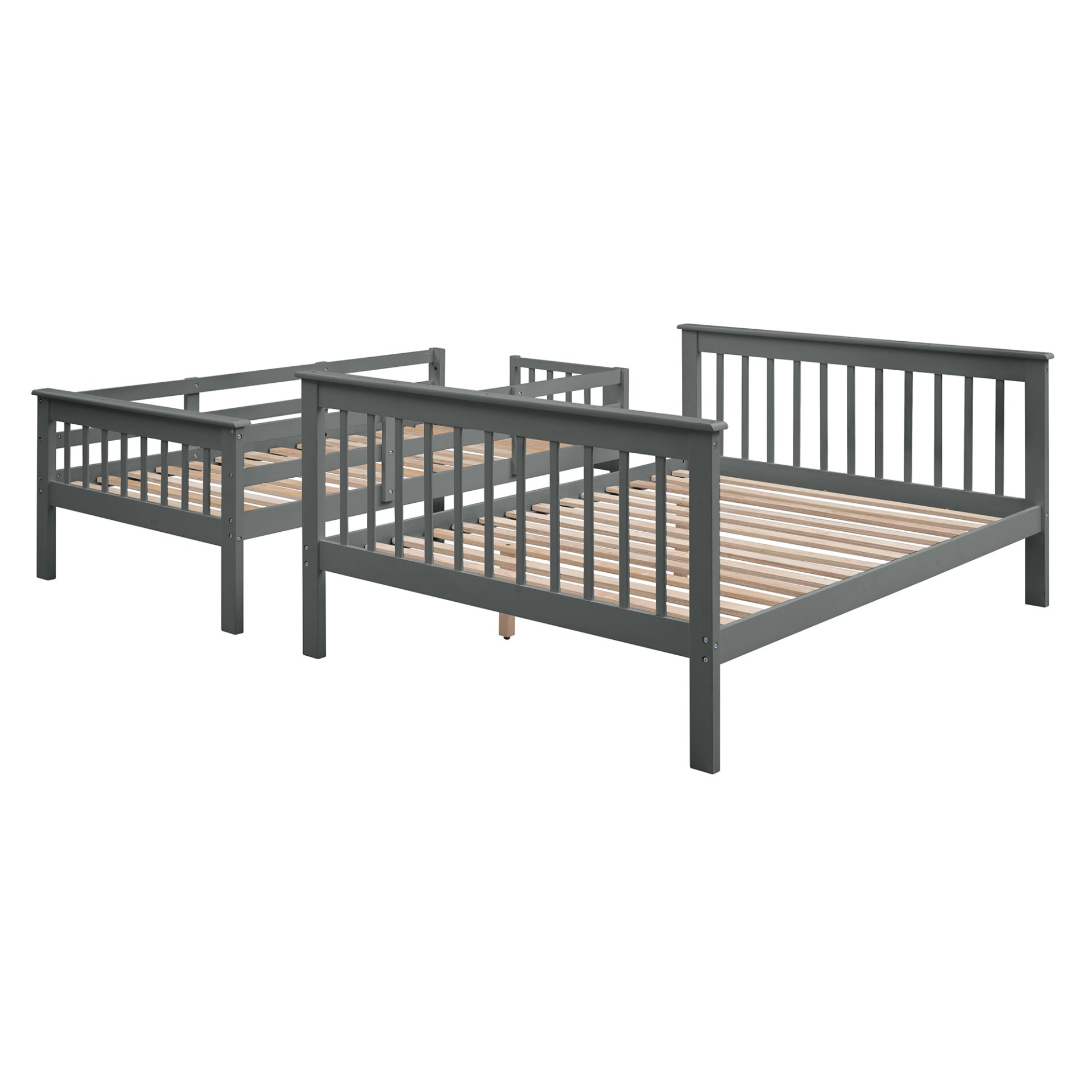 Twin Over Full Bunk Bed Stairway With Storage And Guard Rail For Bedroom - Gray - Image 8