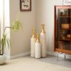 Floor Metal Vase Modern Style Decoration Home Metal Vase (Set of 3) Gorgeous Home Decoration Large Glazed Metal Vases - Gold / White - Image 17