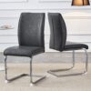 Luxury Simple Arch Chair (Set of 2) Dark High Resilience Dining Chair With Metal LegsMaterial - Dark Gray / Silver - Image 4