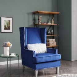 Elegant Lounge Chair With Square Arms - Blue