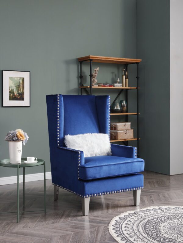 Elegant Lounge Chair With Square Arms - Blue