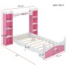 Castle Shaped Bed With Storage Shelf, Dreamy Twin Size Platform Bed For Kids Bedroom - Pink / White - Image 13