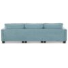 Modern Convertible Sectional L Shaped Reversible Couch Set With Free Pillows 4 Seat Suede Sleeper Sofa With Ottoman - Light Blue - Image 8