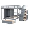 Full Over Twin Bunk Bed With Wardrobe, Drawers - Gray - Image 3