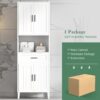 Tall Bathroom Cabinet With Drawer And Adjustable Shelves - White - Image 10