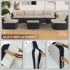 Cushion Covers For 7 Piece Wicker Sectional Sofa, 14 Pack Seat And Back Slipcovers With Zipper (Covers Only) - Khaki - Image 6