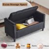 Storage Bench, Queen Velvet Button Bedside Bench, Entryway Living Room With Armrests, Nailhead Trim, Upholstered Bedroom Bench, Bedside Ottoman, Living Room, Entryway - Black - Image 7