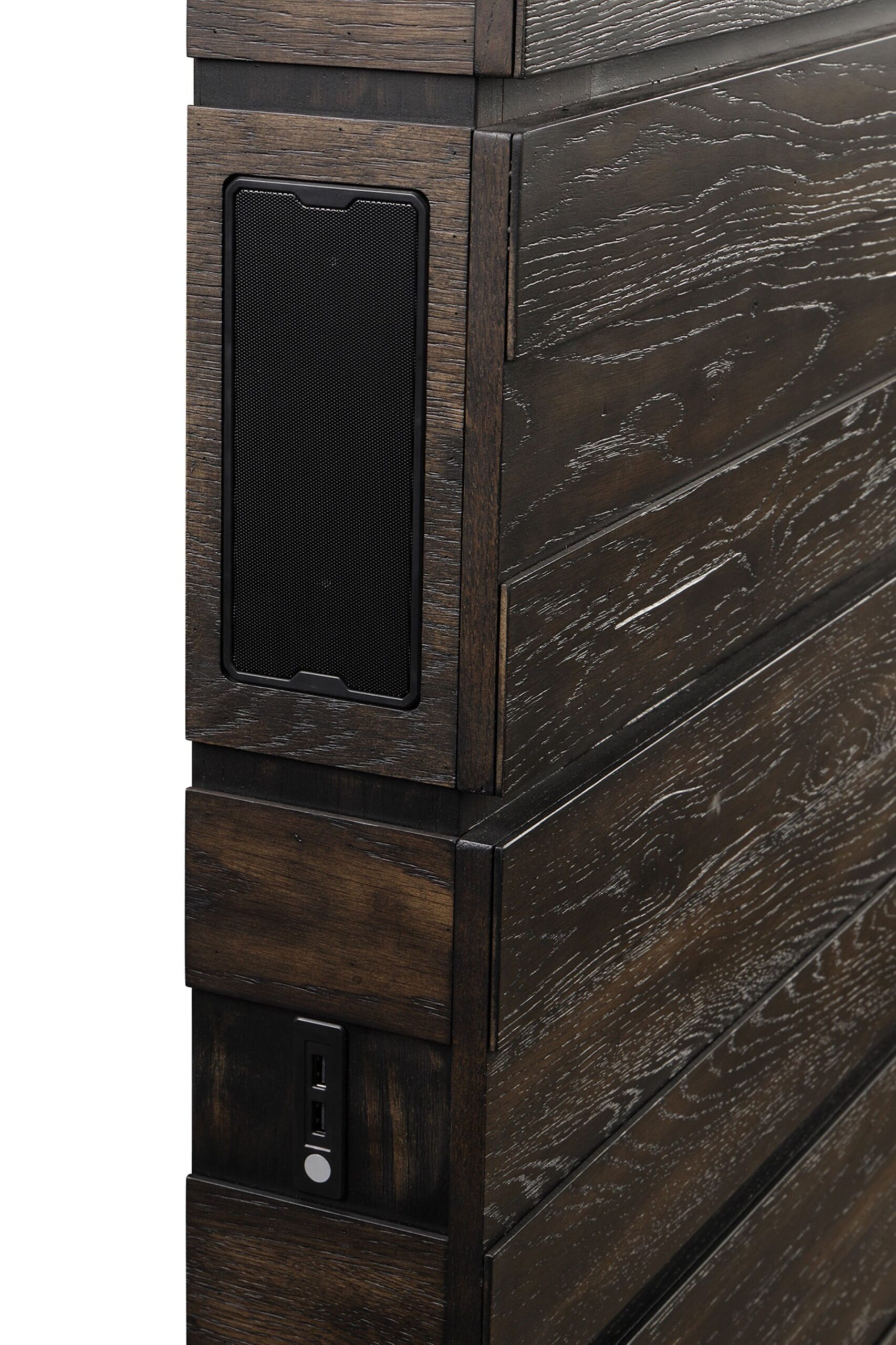 King Industrial Farmhouse Designed Bed With Bluetooth - Brown - Image 3