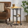 Modern Industrial Bed Laptop Table With C - Shape Design And Adjustable Height - Natural - Image 2
