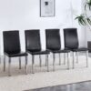(Set of 4) Backrest Chairs With Silver Metal Legs A Perfect Match For Minimalist And Modern Home Styles - Black / Silver - Image 4