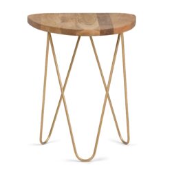 Patrice - Wood Accent Table - Natural / Gold
