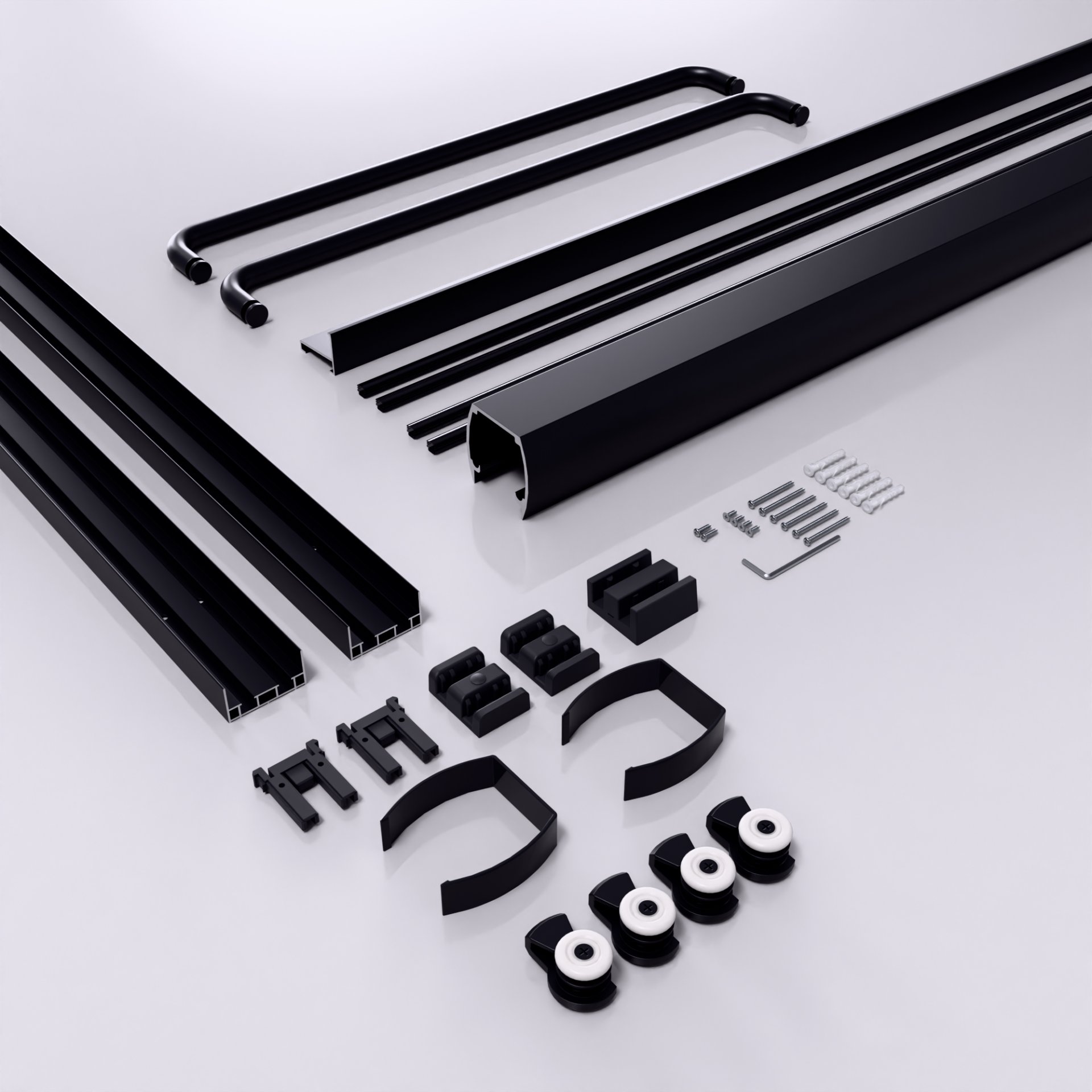 Modern Semi Frameless Double Sliding Shower Door With 1 / 4" Sgcc Tempered Glass - Matte Black - Image 12