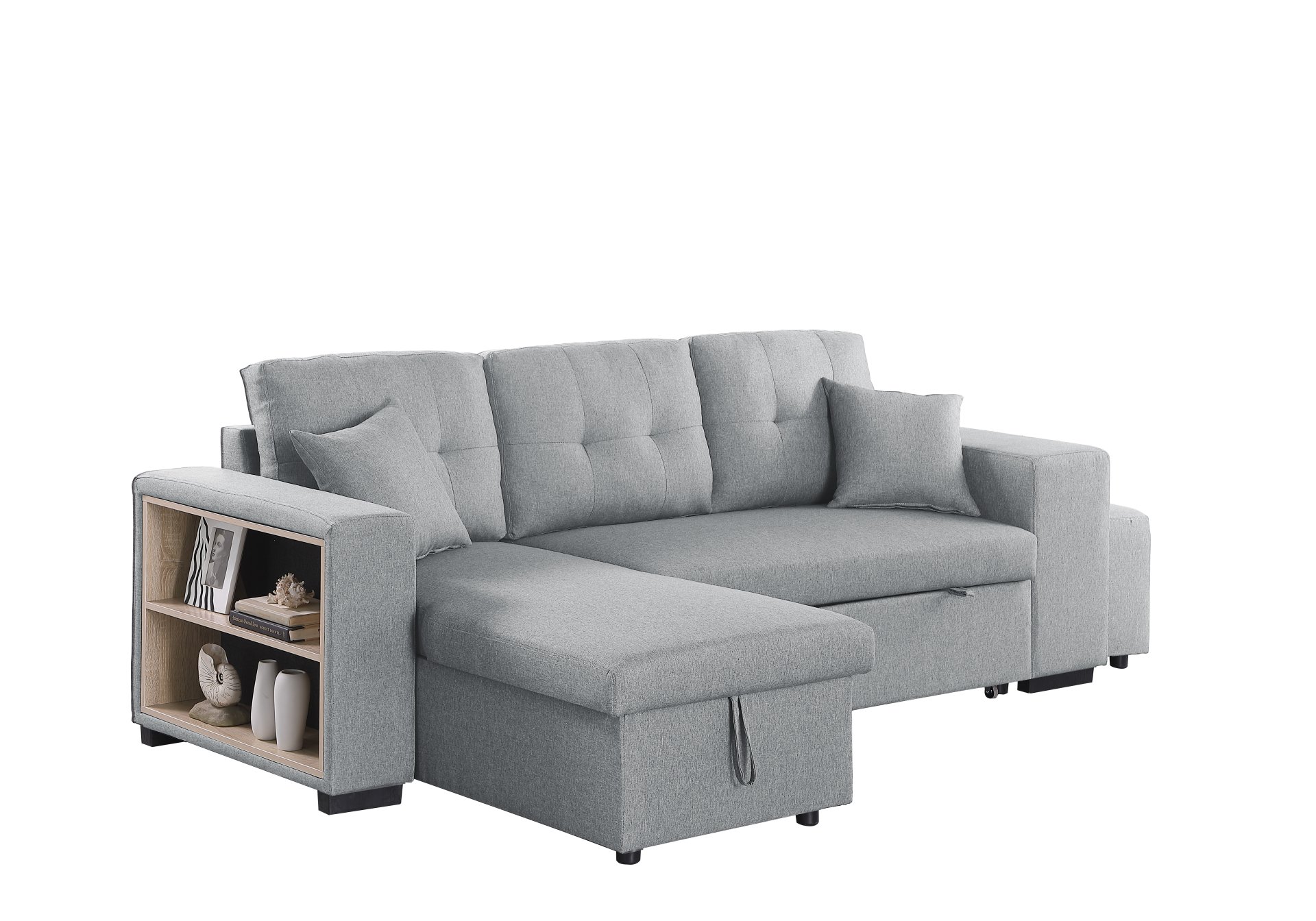 Daniel - Upholstered Reversible Sectional With Pull Out Loveseat - Light Gray - Image 5