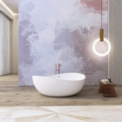 63" x 37.4" x 23.6" Freestanding Solid Surface Soaking Bathtub For Bathroom - Matte White
