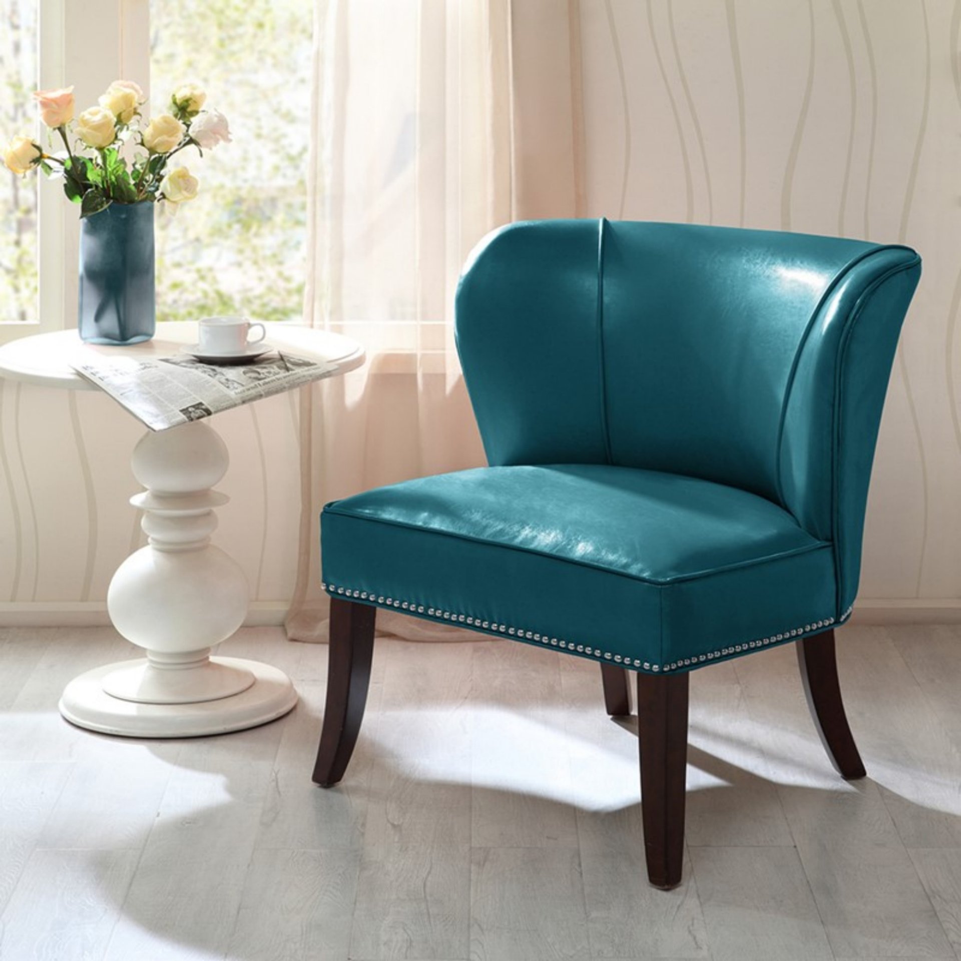 Hilton - Armless Accent Chair With Wingback Design - Blue - Image 2