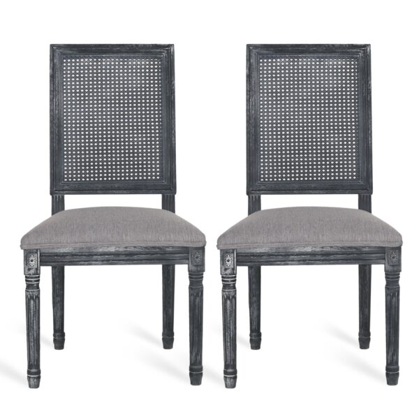 French Country Dining Chair Set With Upholstered Seats And Weathered - Gray