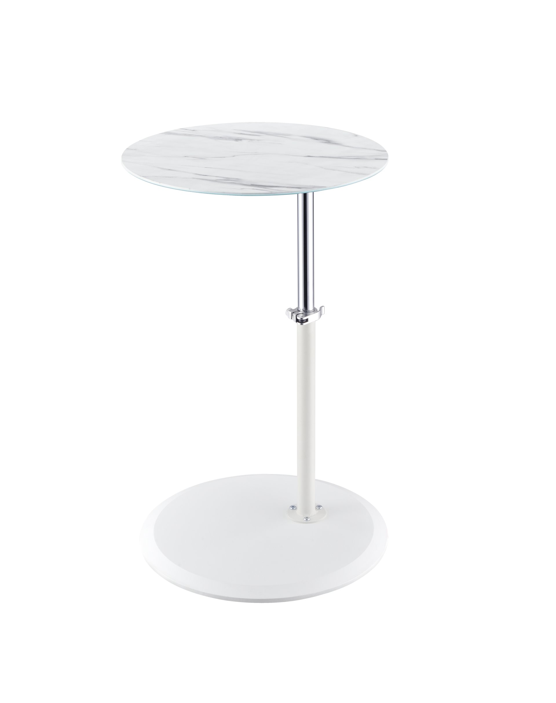 Orbit - End Table With Height Adjustable Marble Textured Top - White - Image 2