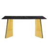 Patterned Slab Dining Table With Golden Stainless Steel Butterfly Legs - Black / Gold - Image 16