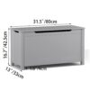 Kids Wooden Toy Box Storage With Safety Hinged Lid For Ages 2+ - Gray - Image 3