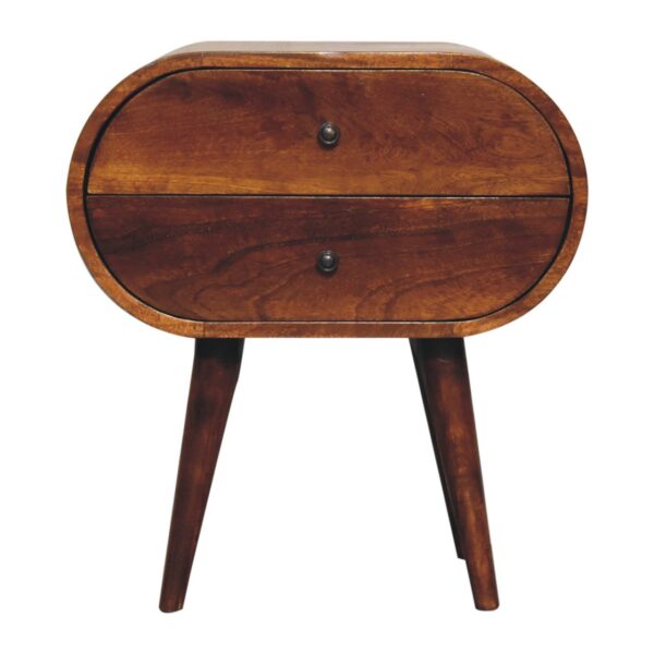 Large Circular Bedside Table - Brown