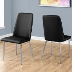 Dining Chair, Side, Upholstered For Dining Room, Comfortable Seating (Set of 2) - Black