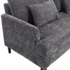 Mid Century Modern Chenille Fabric Loveseat Sofa, 2 Seat Upholstered Couch, Brown Wood Feet - Gray - Image 17