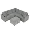 Sectional Sofa Convertible Pull Out Sofa Bed L - Shaped Sofa U - Shaped Sofa With A Movable Storage Ottoman For Living Room - Gray - Image 17