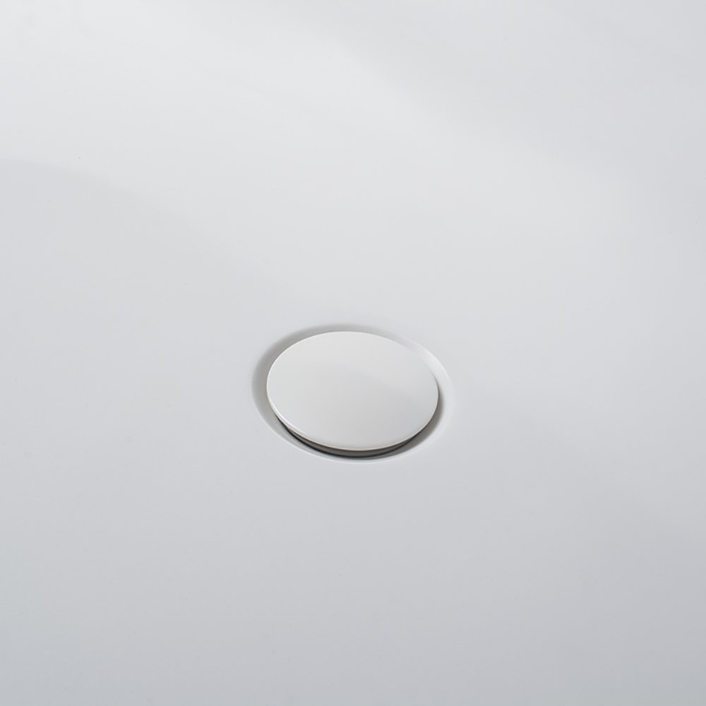 63" x 37.4" x 23.6" Freestanding Solid Surface Soaking Bathtub For Bathroom - Matte White - Image 11