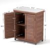 Potting - Bench With Storage Cabinet And Metal Table Top For Outdoor Patio, Garden Furniture Workstation Coffee - Brown - Image 2