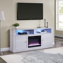 Terra - TV Stand Console With Fireplace - White Walnut
