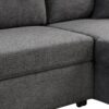 Reversible Sleeper Sectional Sofa Bed With Side Shelf And 2 Stools, Pull-Out L-Shaped Sofa Bed, Corner Sofa-Bed With Storage Chaise Left / Right Hande For Living Room - Blue / Black - Image 22