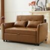 Convertible Sleeper Bed, Adjustable Oversized Armchair With 3 USB Ports For Small Space - Brown - Image 10