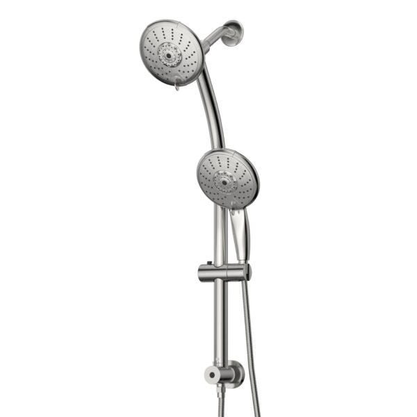 5" Multi Function Dual Shower Head With Adjustable Slide Bar - Chrome