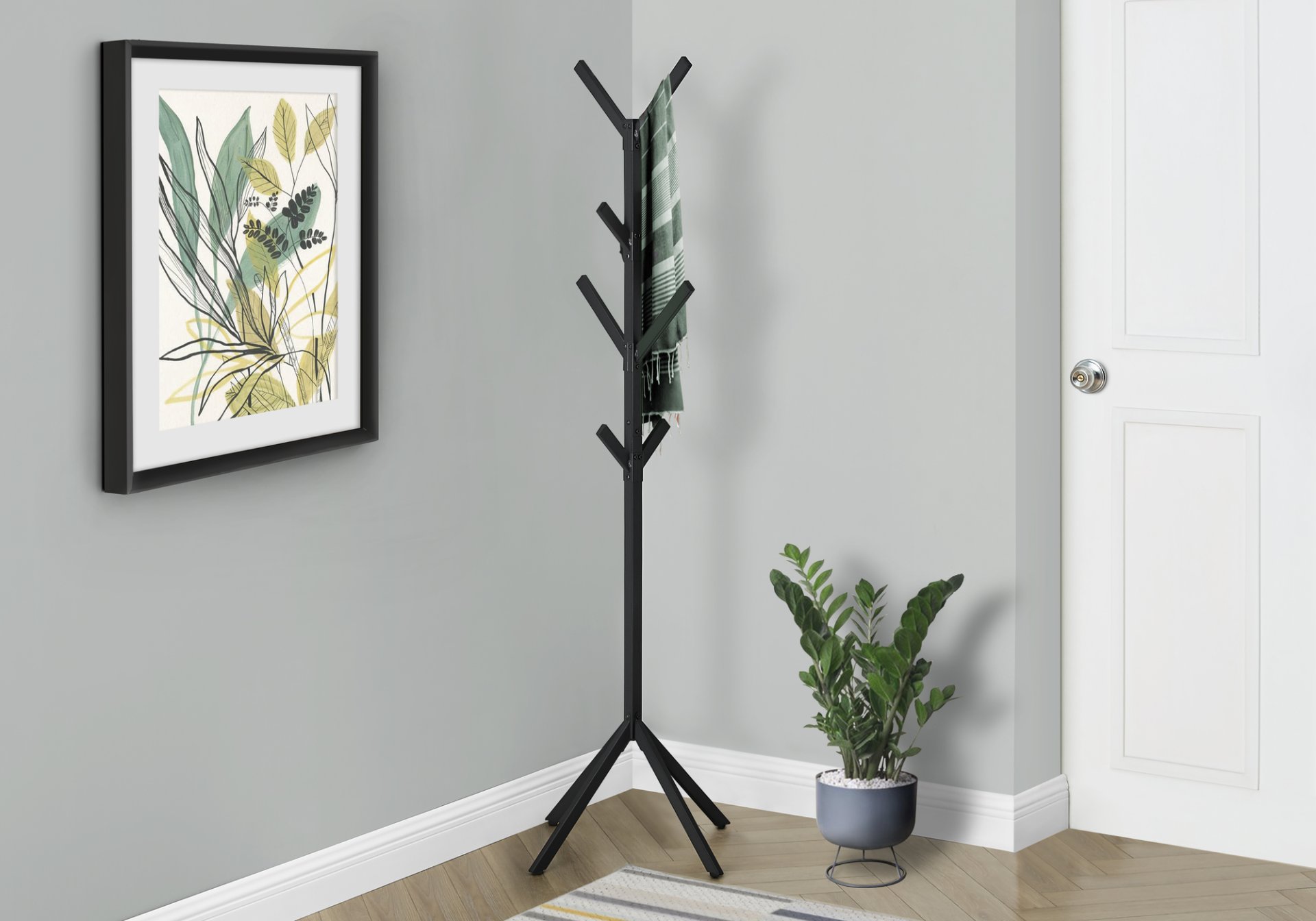 Free Standing Coat Rack 8 Hooks For Entryway - Black - Image 4