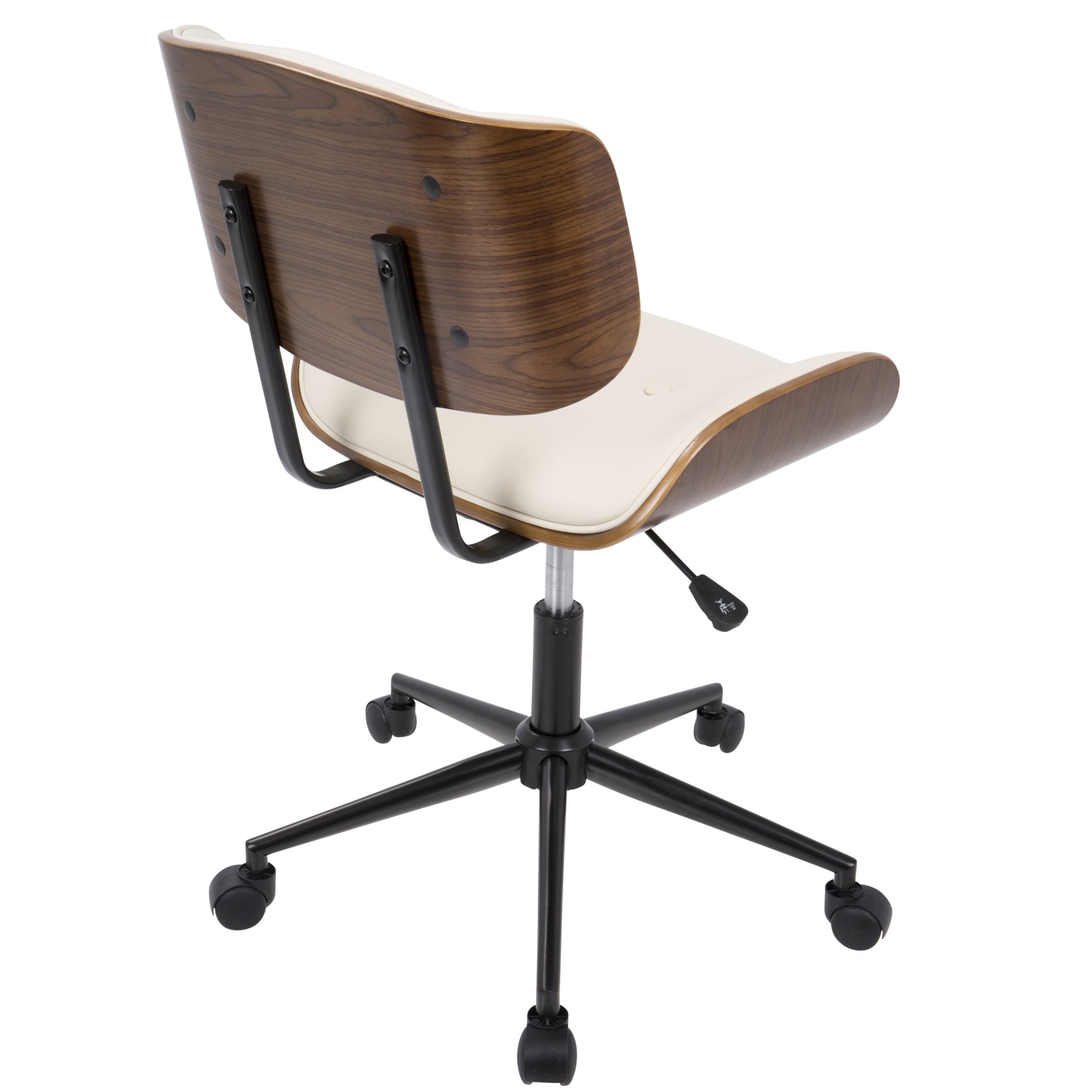 Lombardi - Mid-Century Modern Adjustable Office Chair With Swivel - Walnut / Cream - Image 4