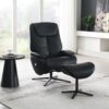 Labotina - Top Grain Leather Accent Chair With Swivel & Ottoman - Black - Image 6