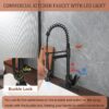 Kitchen Sink Faucet With LED Pull Down Sprayer, Single Handle High Arc Faucet, Dual Spouts, Deck Mount - Matte Black - Image 5
