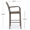Outdoor Wicker Barstool With Faux Rattan And Iron Frame - Mix Mocha - Image 4