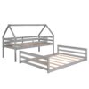 Twin Over Full House Bunk Bed With Built-In Ladder - Gray - Image 6