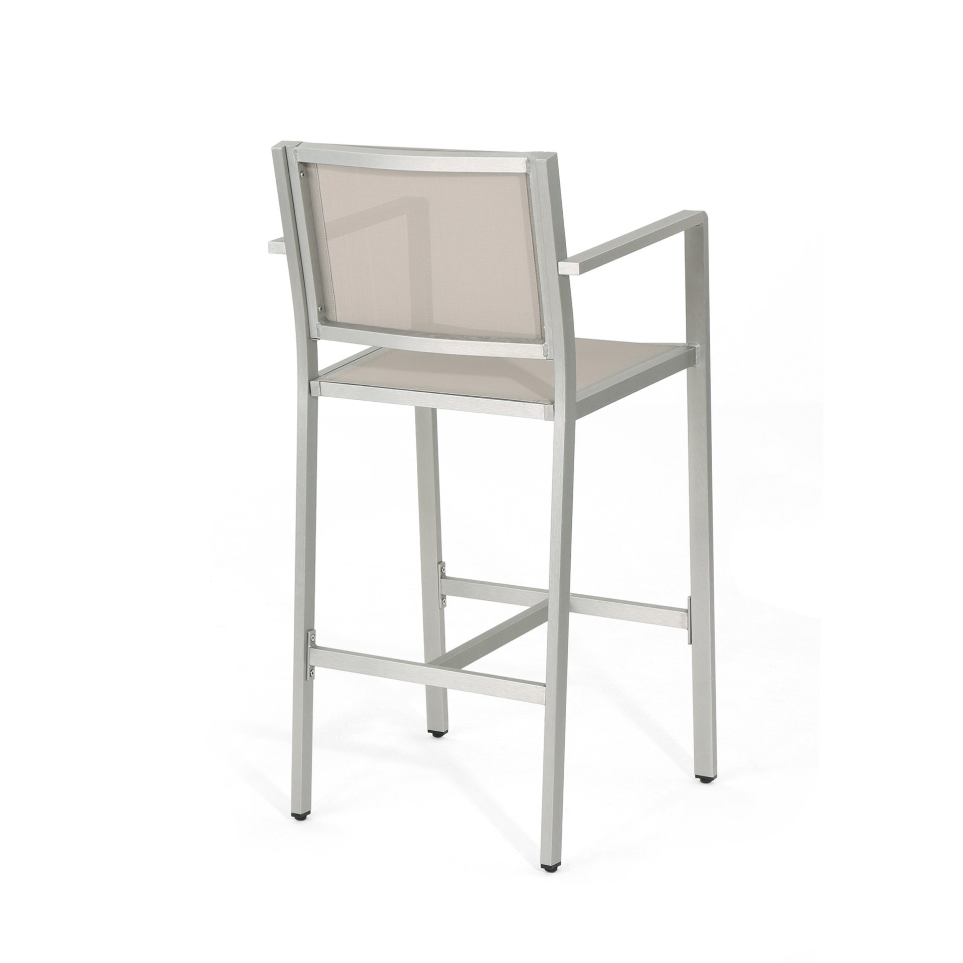Outdoor Rust Proof Aluminum Barstools With Mesh Backrest And Seat (Set of 2) - Silver - Image 9