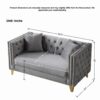 2 Seater Deep Seat Sofa, Sofa With Button Nailhead, Square Arm Couches, Furniture For Living Room - Gray - Image 3