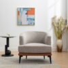 Modern Two-Tone Barrel Chair, Upholstered Round Armchair For Living Room Bedroom Reading Room - Burnt Orange - Image 9